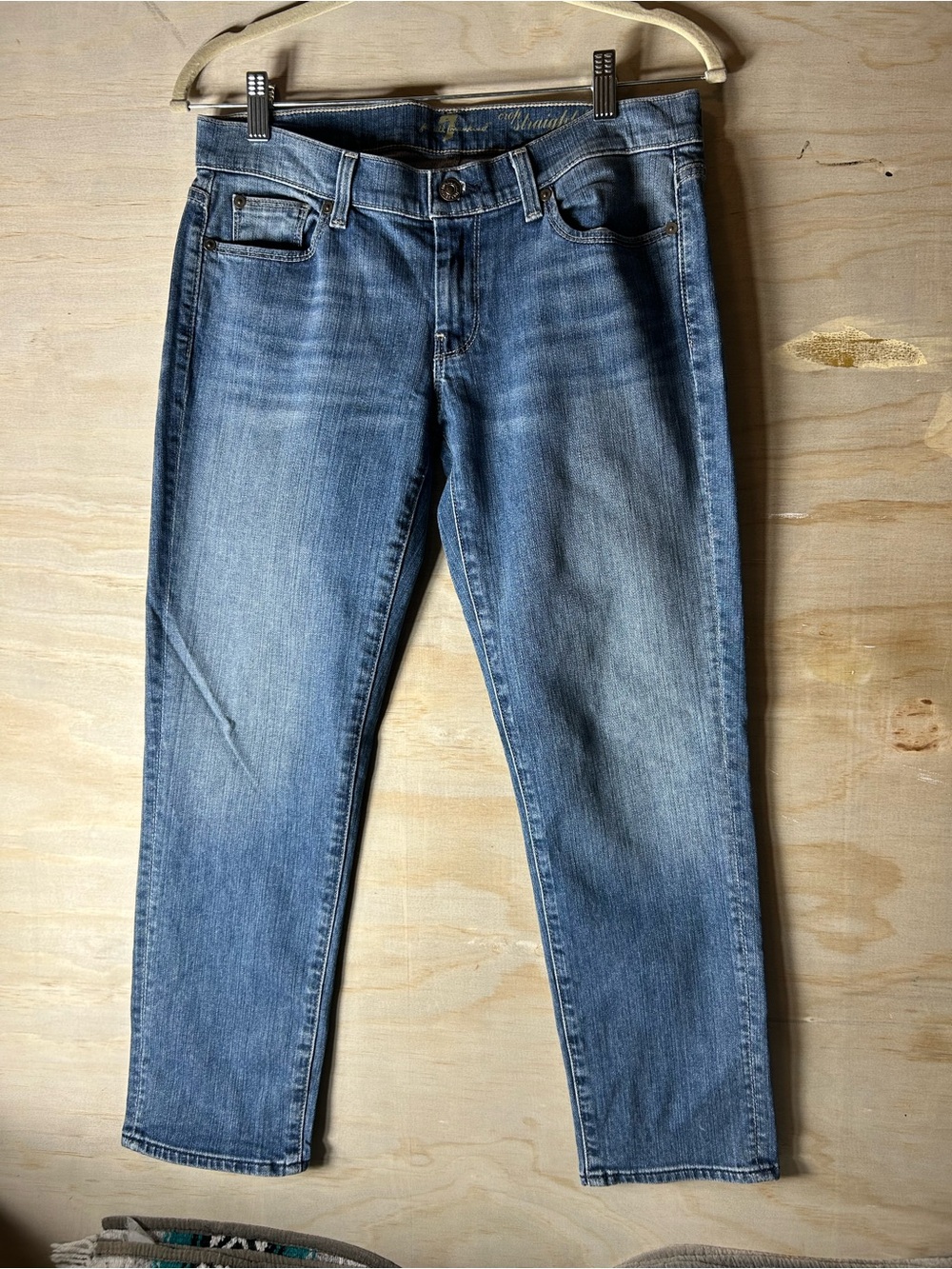 7 For All Mankind Light Blue Crop Straight Jeans